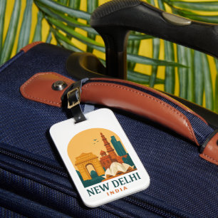 Vintage New Delhi India Travel – Retro Luggage Tag