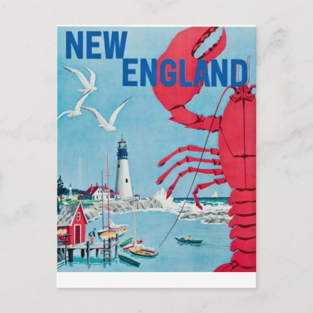 Vintage New England Lobster Lighthouse Travel Postcard