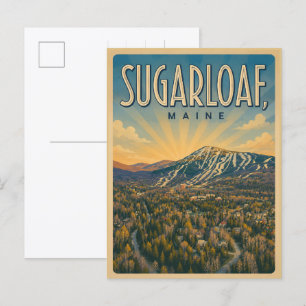 Vintage New England ski resort Sugarloaf maine Postcard