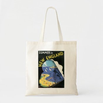 Vintage New England Travel Ad Tote Bag by slowtownemarketplace at Zazzle