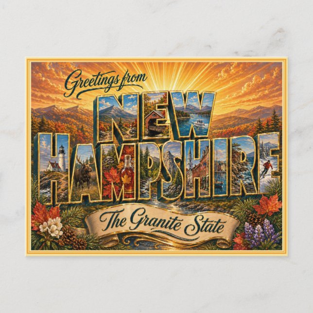 Vintage New Hampshire Greeting From Postcard (Front)