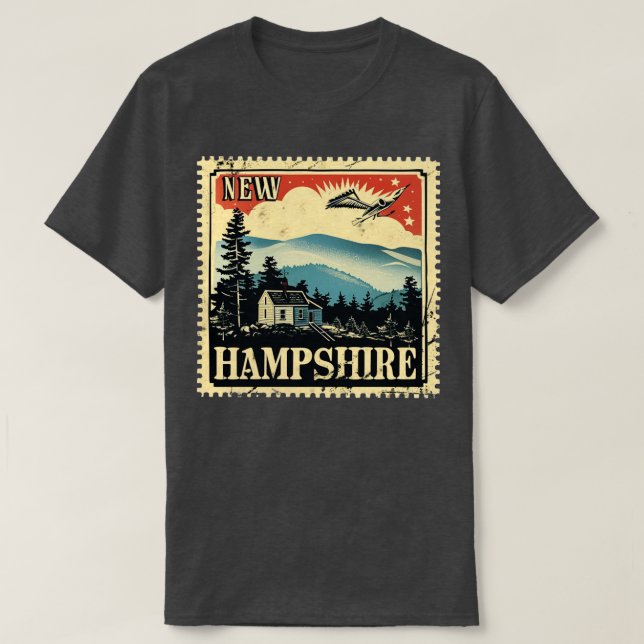 Vintage New Hampshire Travel Stamp Design T-Shirt (Design Front)