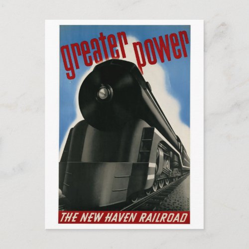 Vintage New Haven Railroad locomotive travel Postcard
