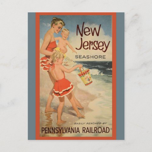 Vintage New Jersey Beaches Pennsylvania Railroad Postcard