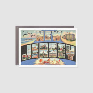 Vintage New Jersey Big Letters Postcard Art Car Magnet