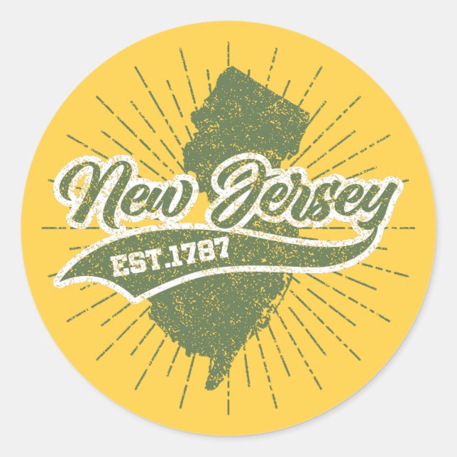 Vintage New Jersey Classic Round Sticker (Front)