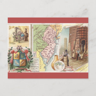 Vintage New Jersey Map Postcard