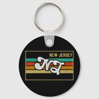 Vintage New Jersey NJ state Typography Souvenir Keychain
