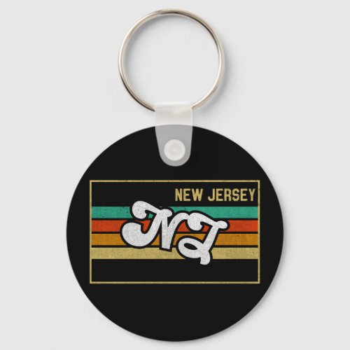  Vintage New Jersey NJ state Typography Souvenir Keychain