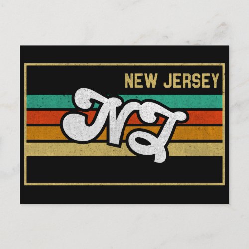 Vintage New Jersey NJ state Typography Souvenir Postcard