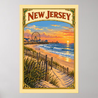 Vintage New Jersey Shore Travel Poster