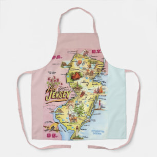 Vintage New Jersy Map Apron