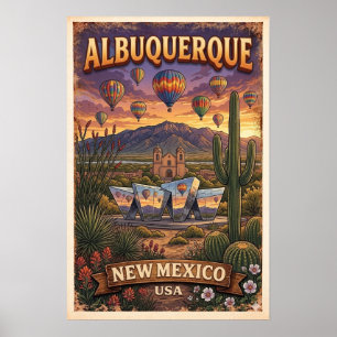 Vintage New Mexico Balloon Poster