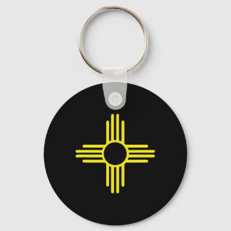 Vintage New Mexico Flag Zia Sun Retro Distressed  Keychain