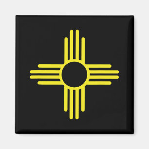 Vintage New Mexico Flag Zia Sun Retro Distressed Magnet