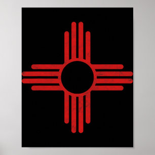 Vintage New Mexico Flag Zia Sun Retro Distressed Poster