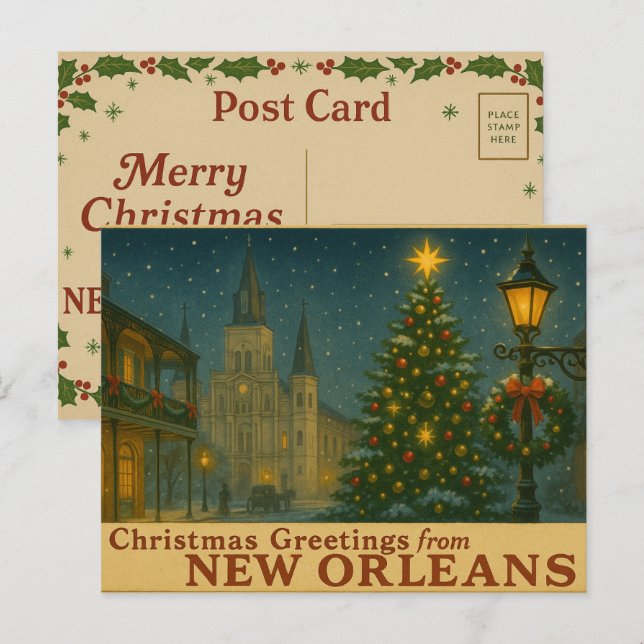 Vintage New Orleans Christmas Postcard (Front/Back)