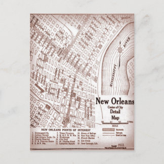 Vintage New Orleans Downtown 1920 Map Postcard