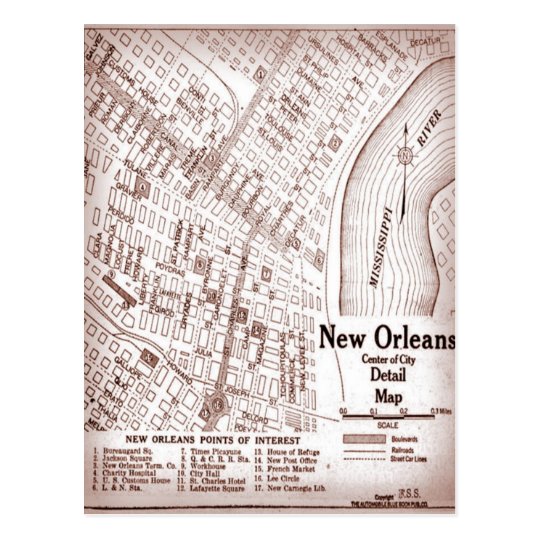 Vintage New Orleans Downtown 1920 Map Postcard | Zazzle.com