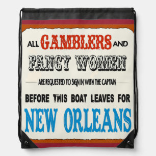 Vintage New Orleans Gamblers Poster Drawstring Bag