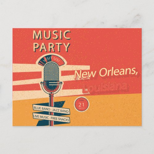 Vintage New Orleans Louisiana Music Party Postcard