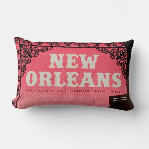 Vintage New Orleans Lumbar Pillow