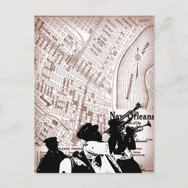Vintage New Orleans  Map Postcard (Front)