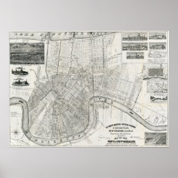 Vintage New Orleans Map Poster