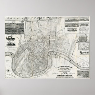 Vintage New Orleans Map Poster