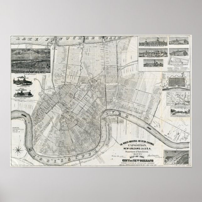 Vintage New Orleans Map Poster (Front)