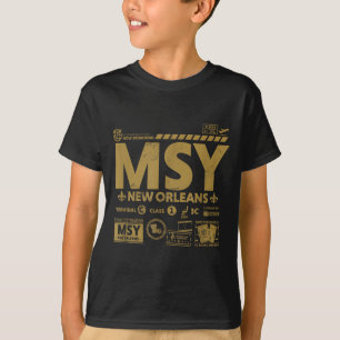 Vintage New Orleans Msy Airrt Code Travel Day Retr T-Shirt