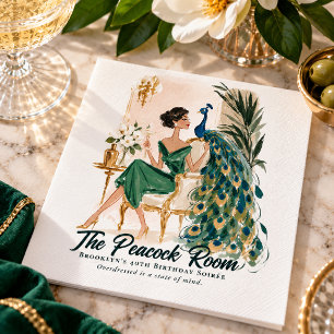 Vintage New Orleans Peacock Cocktail Party Napkins