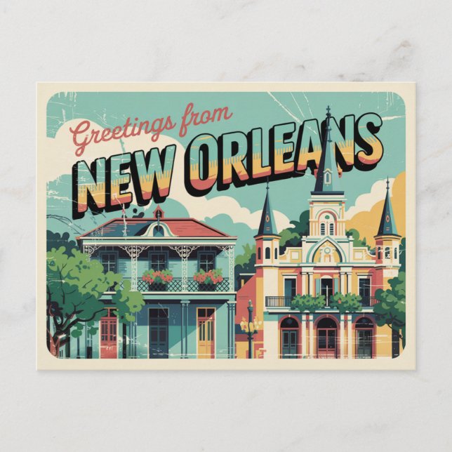 Vintage New Orleans Postcard | Greetings from (Front)