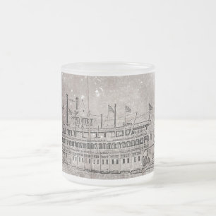 Vintage New Orleans River Stern Wheeler Glass Mug