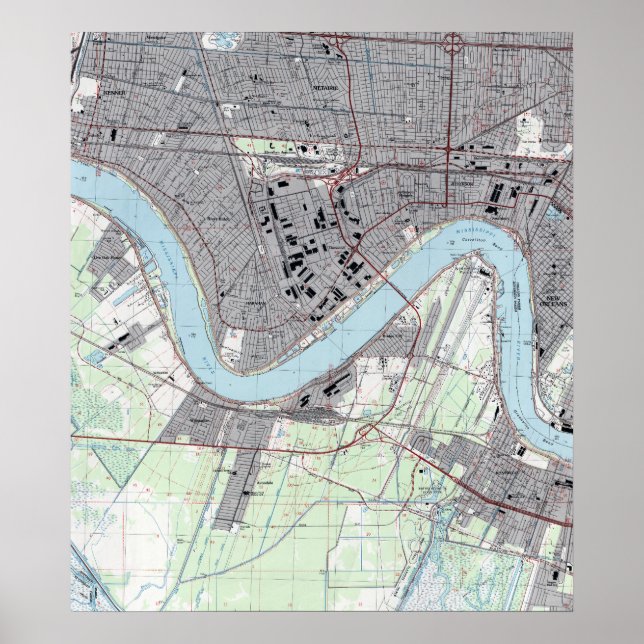 Vintage New Orleans Riverfront Jefferson Parish Poster (Front)