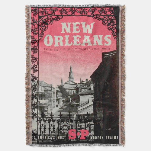Vintage New Orleans Throw Blanket