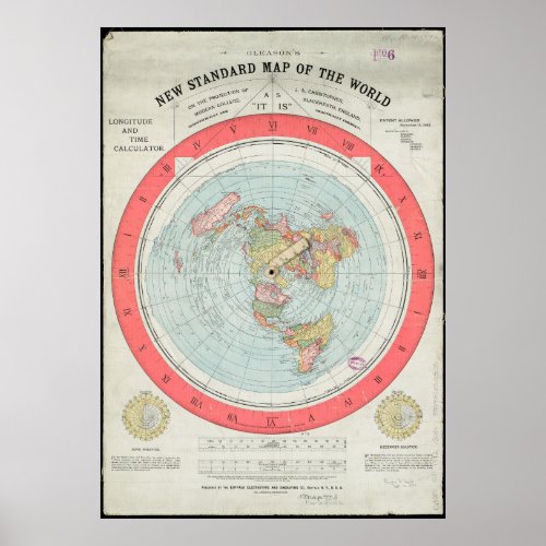 Vintage New Standard Map of The World Poster