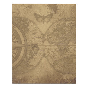 Vintage New World Sailing Map Faux Canvas Print
