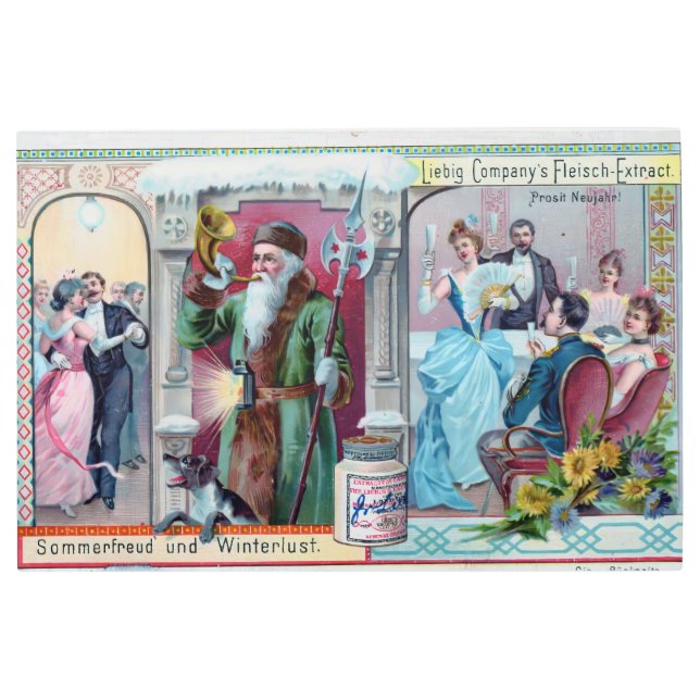 Vintage New Year Celebration: Liebig Advertising Metal Print (Front)