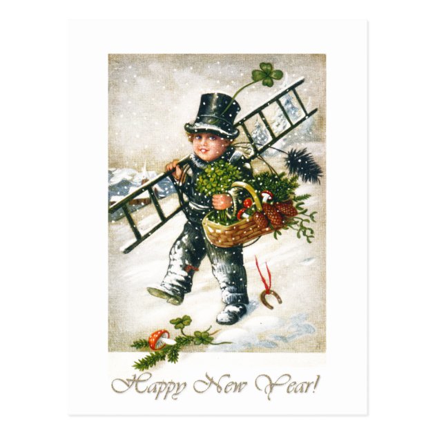 Vintage New Year Chimneysweep Boy Postcard