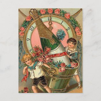 Vintage New Year Greeting Holiday Postcard by greetingcardsonline at Zazzle
