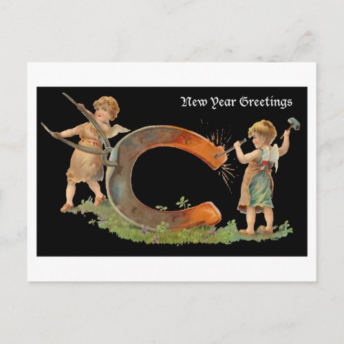 Vintage New Year Greetings Holiday Postcard
