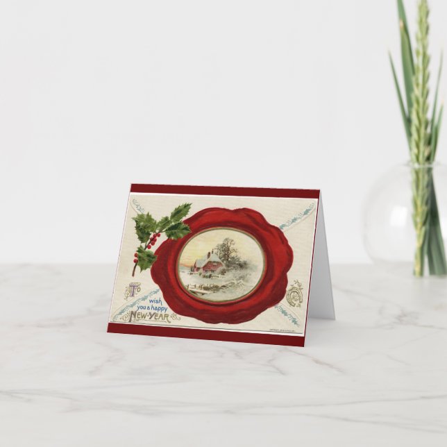 Vintage New Year Home Holiday Card (Front)