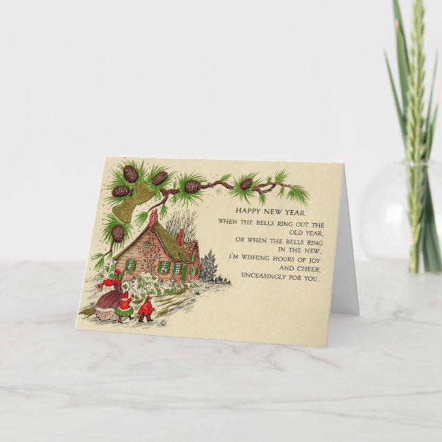 Vintage New Year Poetry Holiday Card (Front)