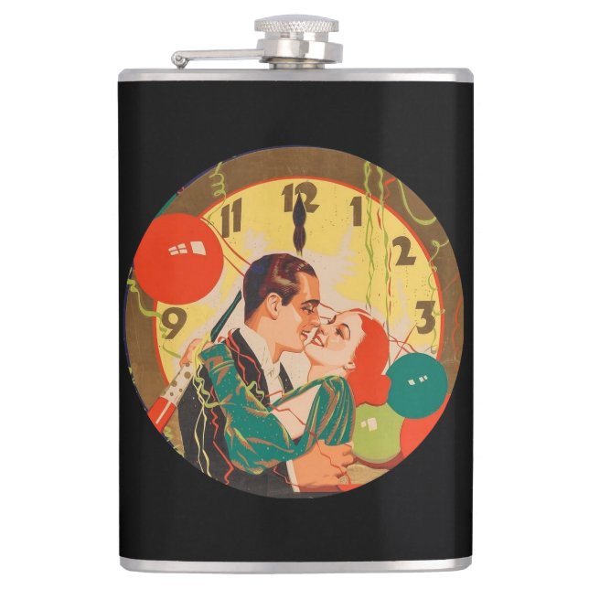 Vintage New Year’s Eve Couple   Flask (Front)