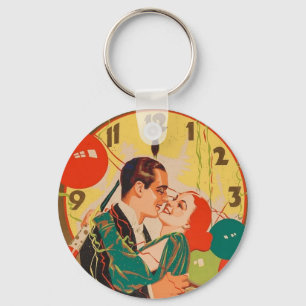 Vintage New Year’s Eve Couple Keychain