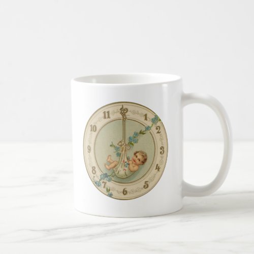 Vintage New Years Baby Clock Coffee Mug