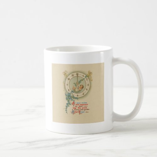 Vintage New Years Baby Clock Coffee Mug