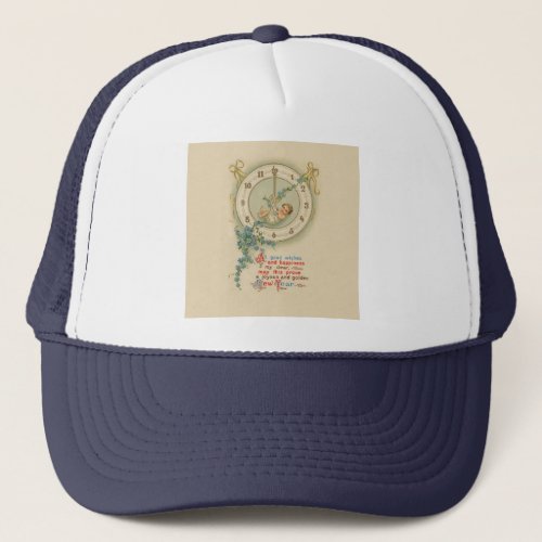 Vintage New Years Baby Clock Trucker Hat