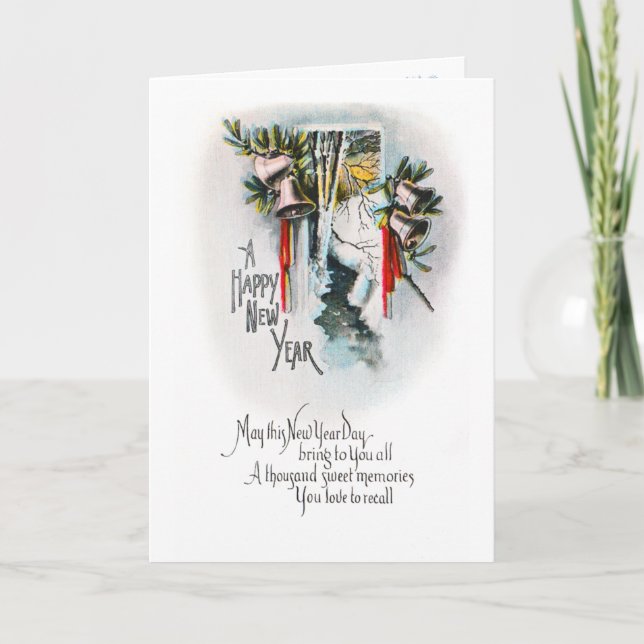 Vintage New Year's Day Holiday Card (Front)